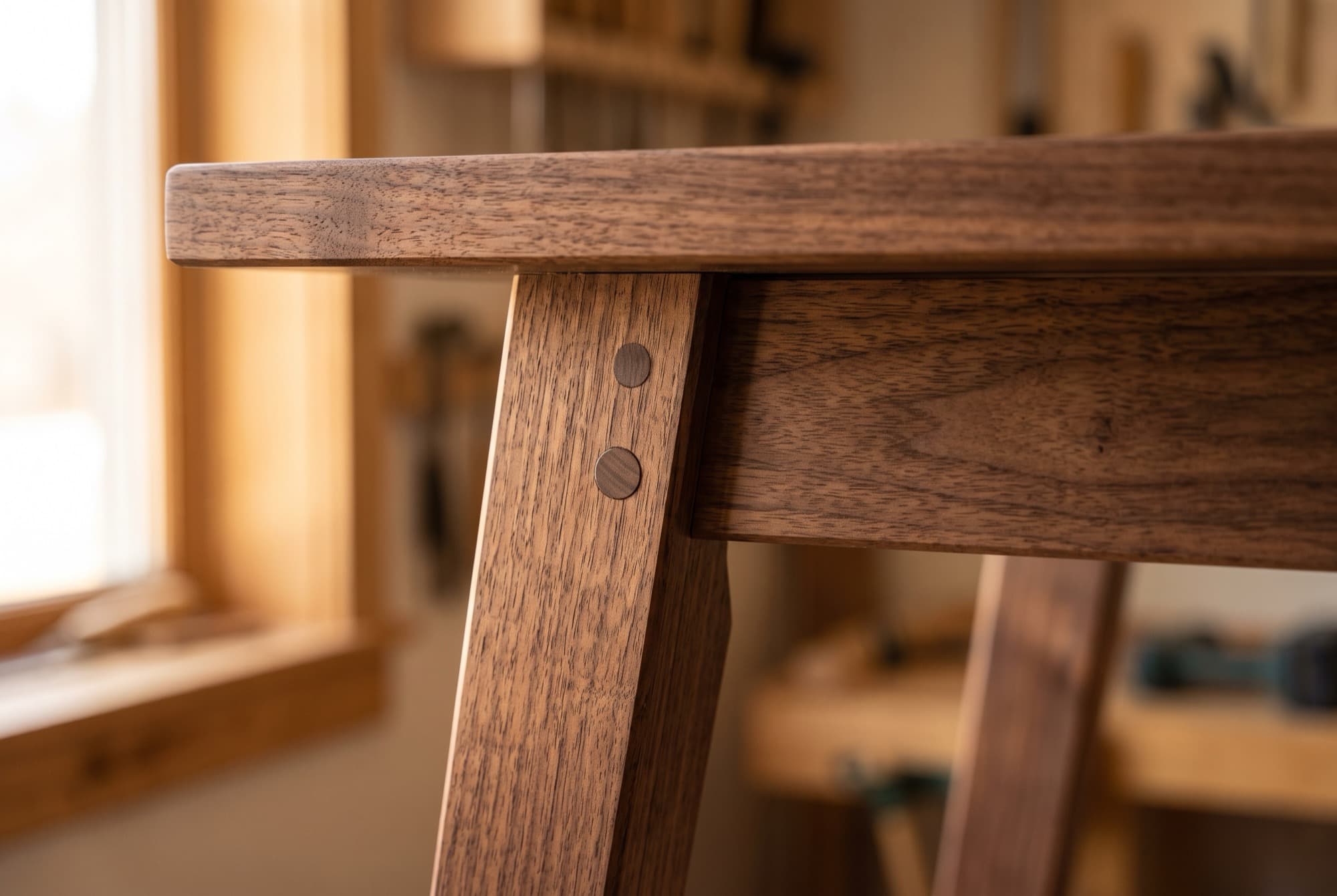Detail of the cured resin river and hand-rubbed hardwax-oil finish