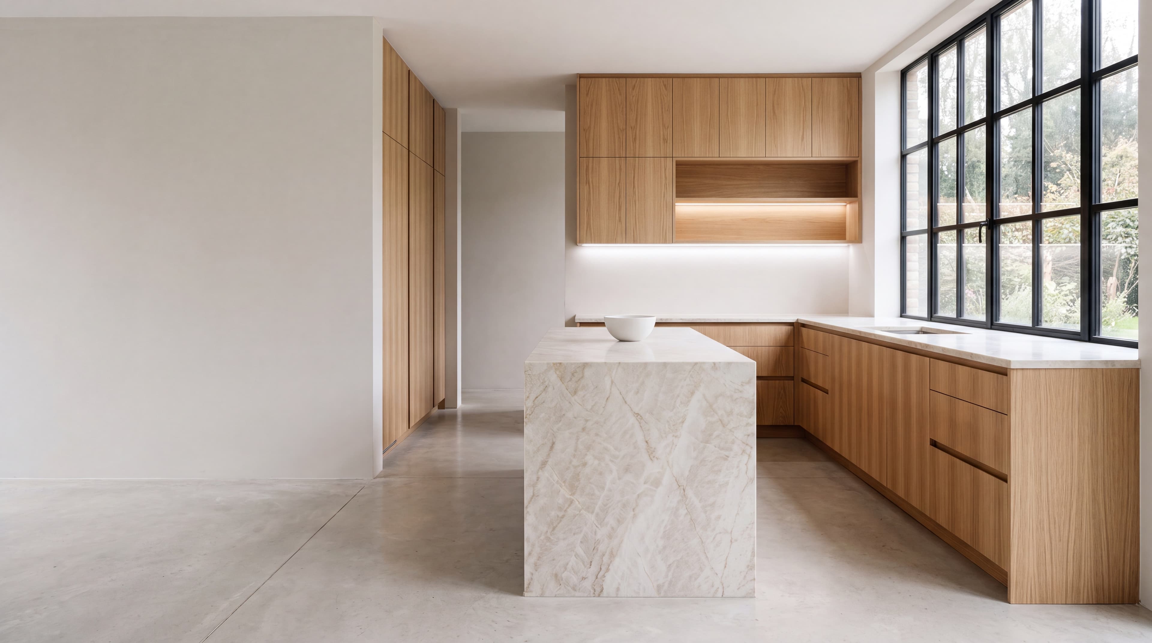 European Rift Oak & Quartzite Kitchen
