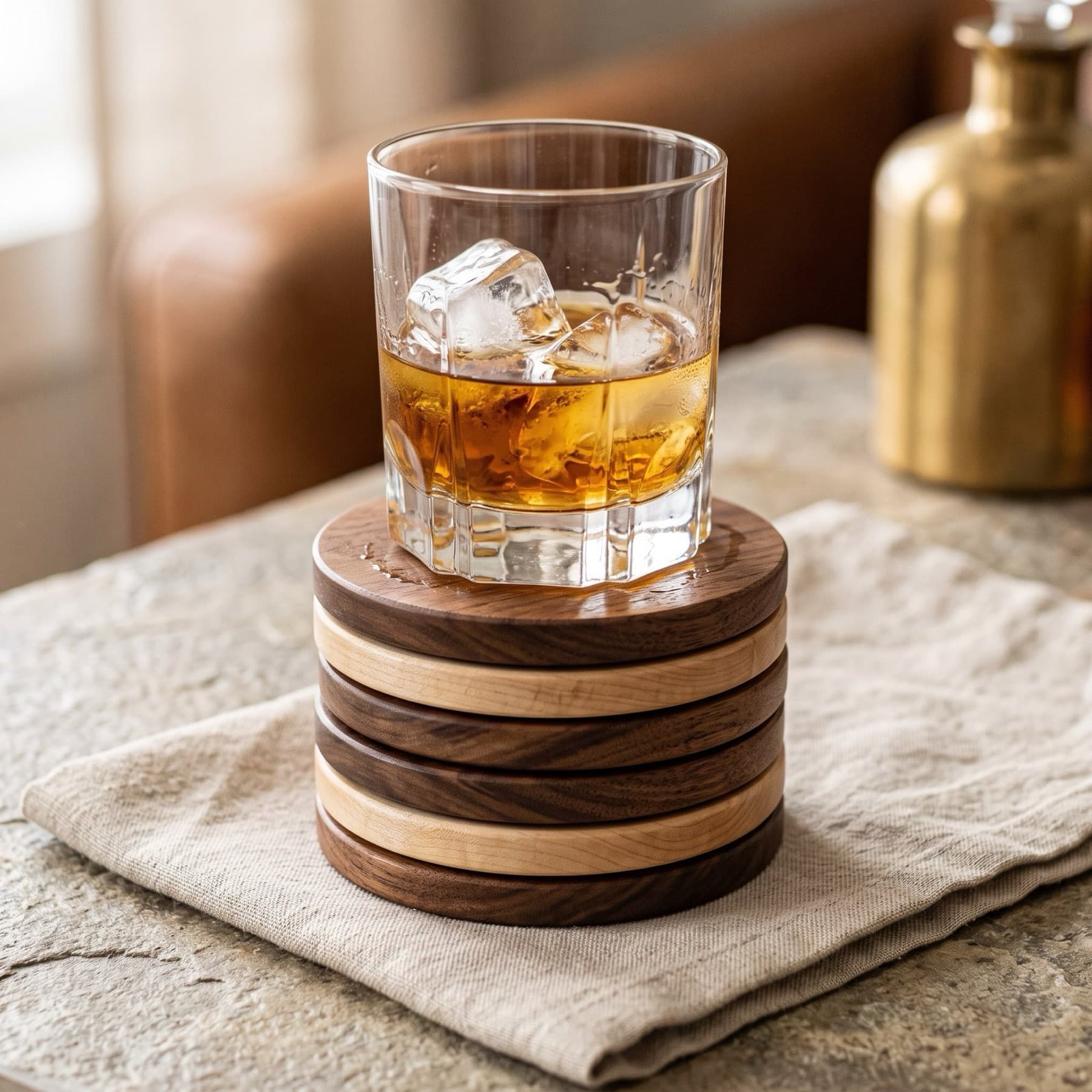 Hardwood Coaster Set